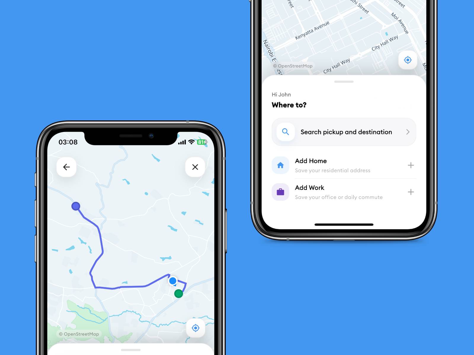 Safety tools shown on a ride app screen